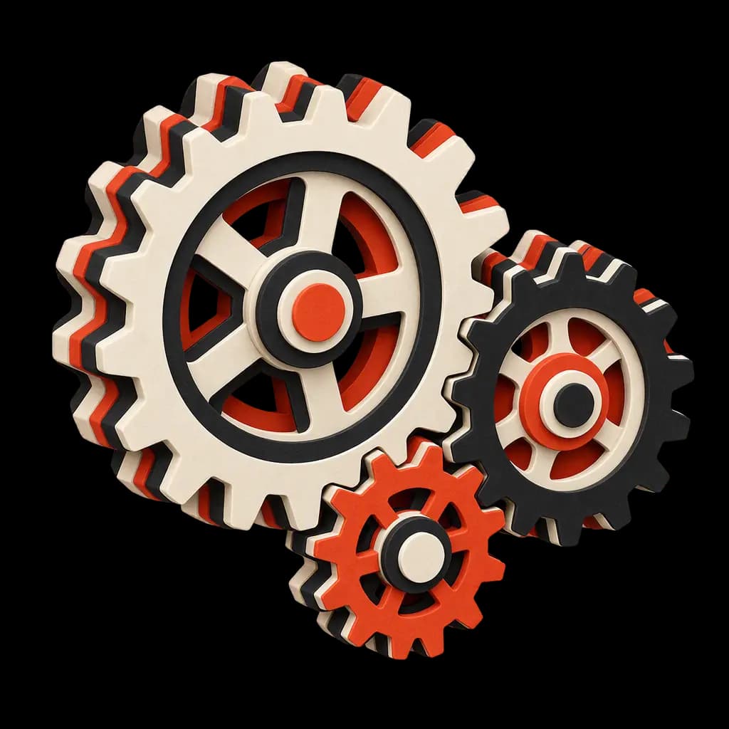 A small stack of paper-cut gears