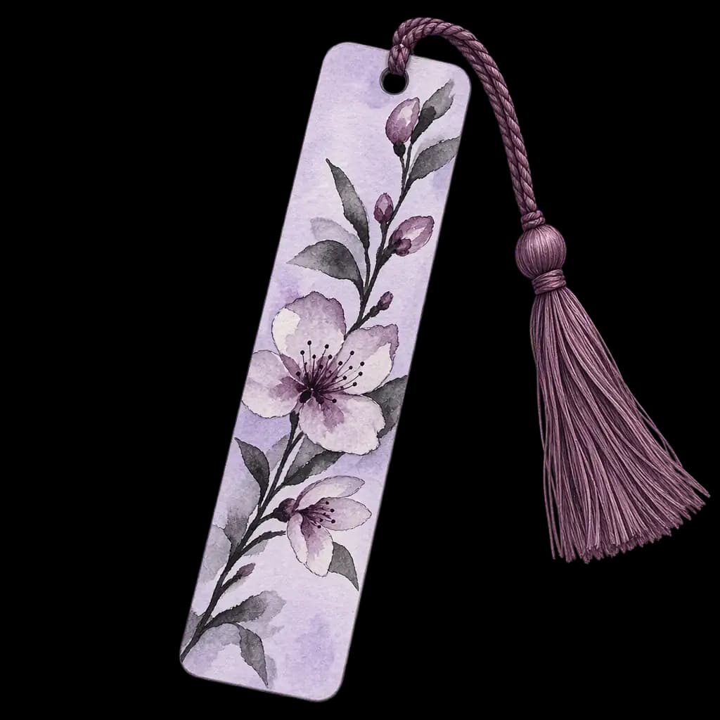 A bookmark tassel painted in ink wash