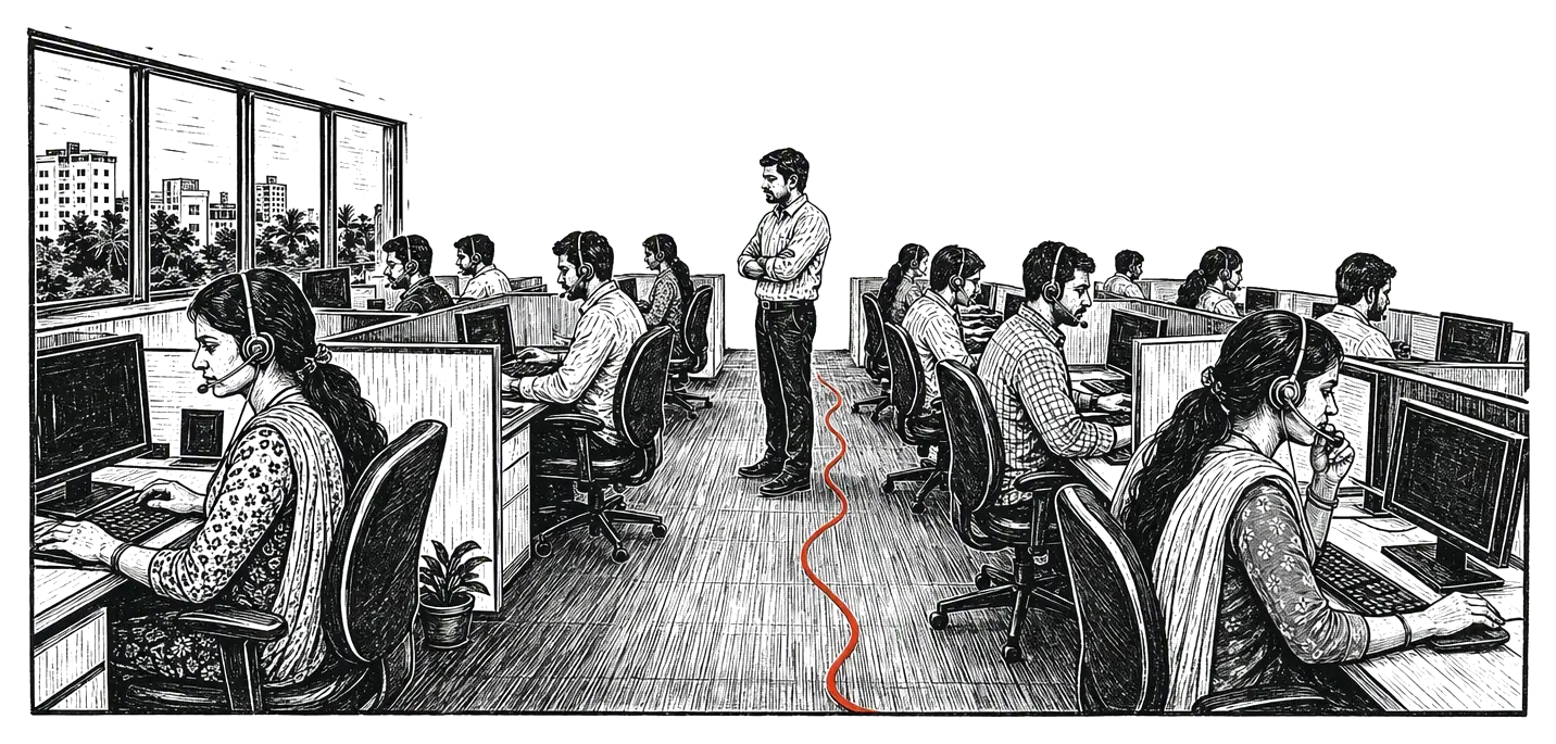 Sales team calling leads