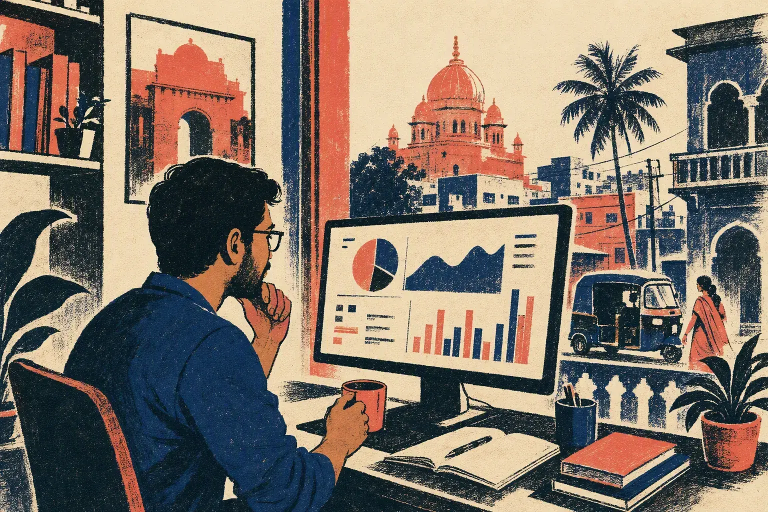 Founder reviewing analytics