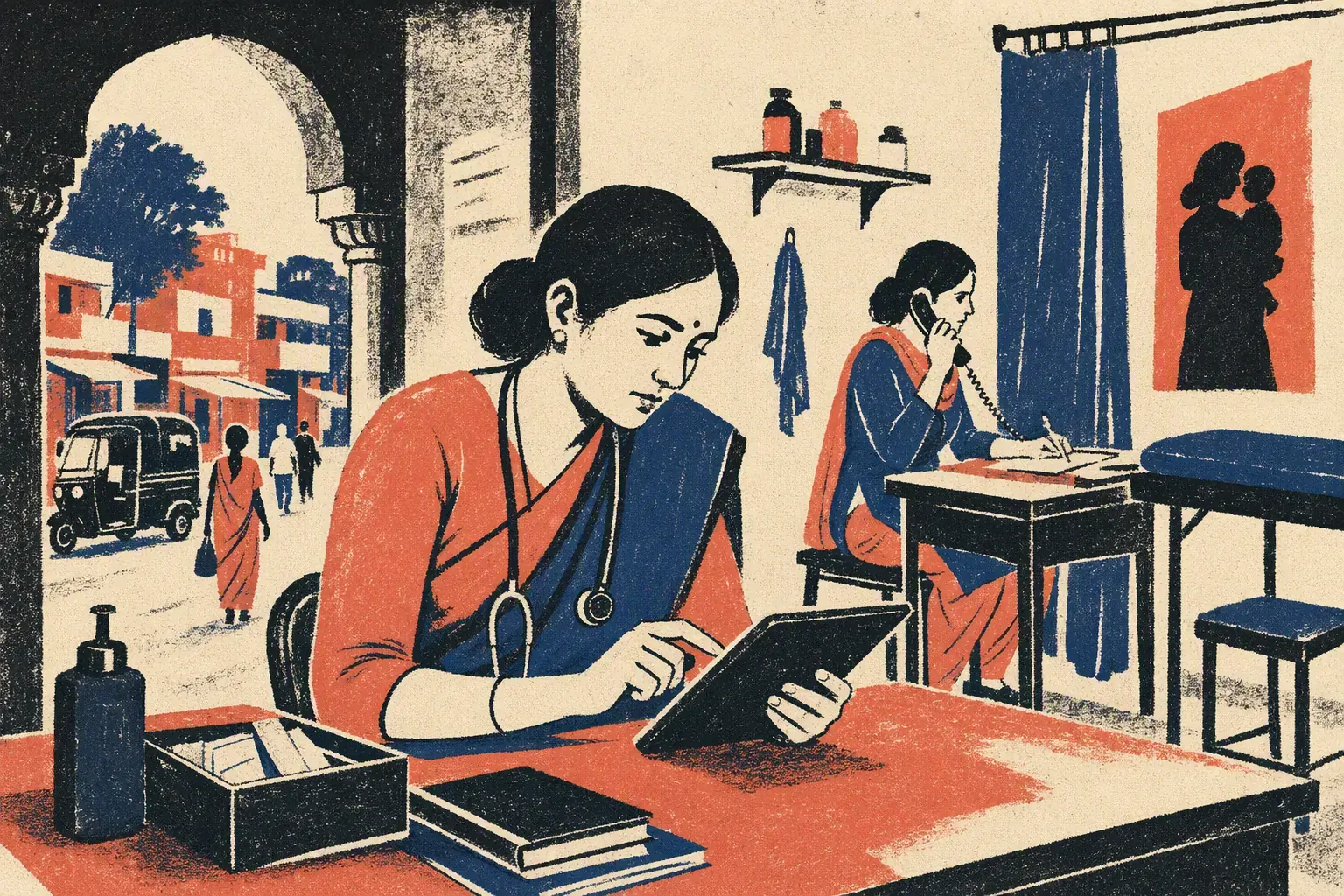 Healthcare professional with digital patient communication