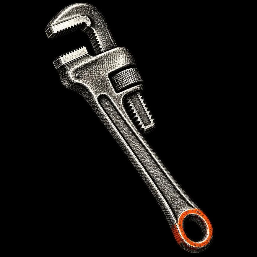 engraving of a heavy pipe wrench