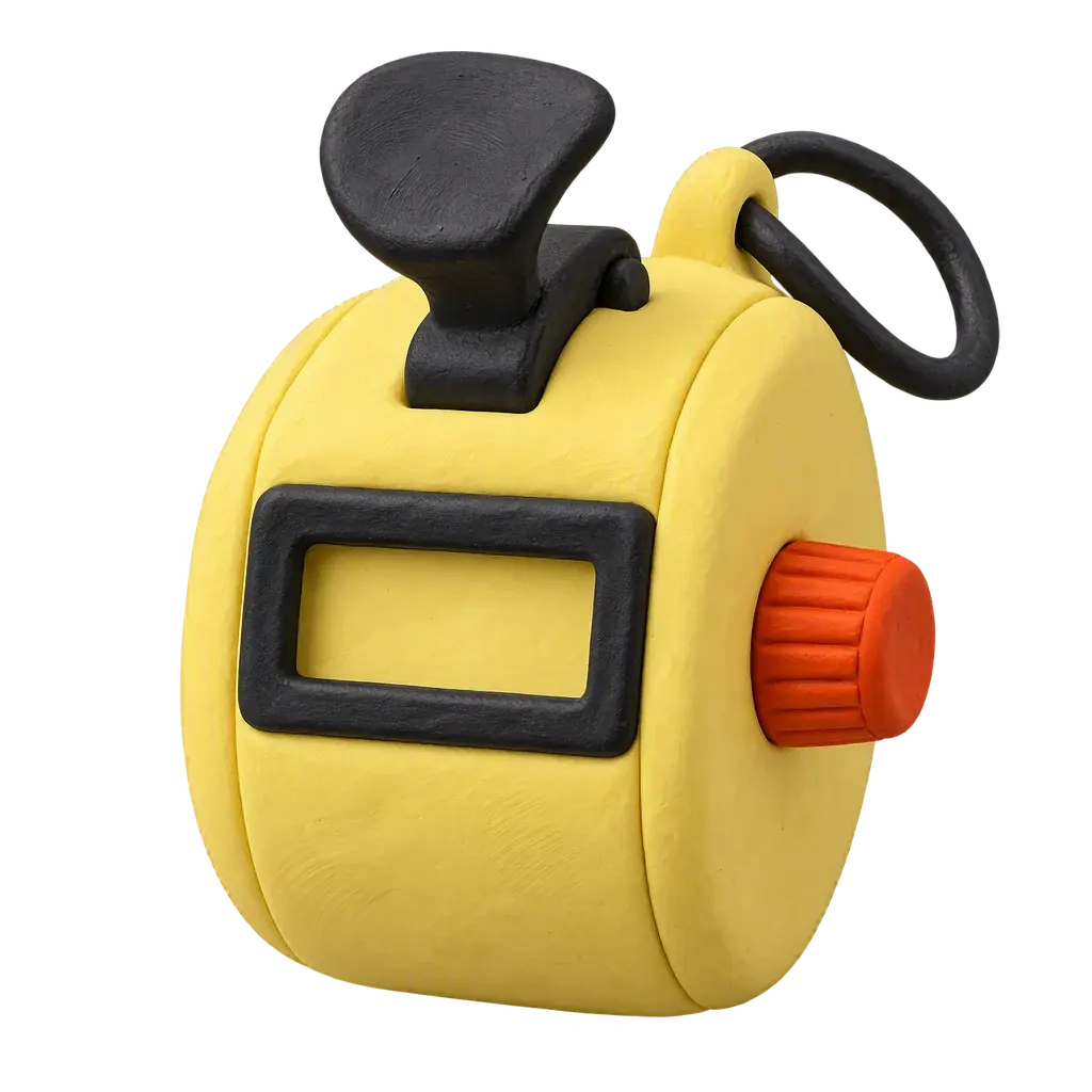 A clay hand tally counter, the kind used to count people through a door