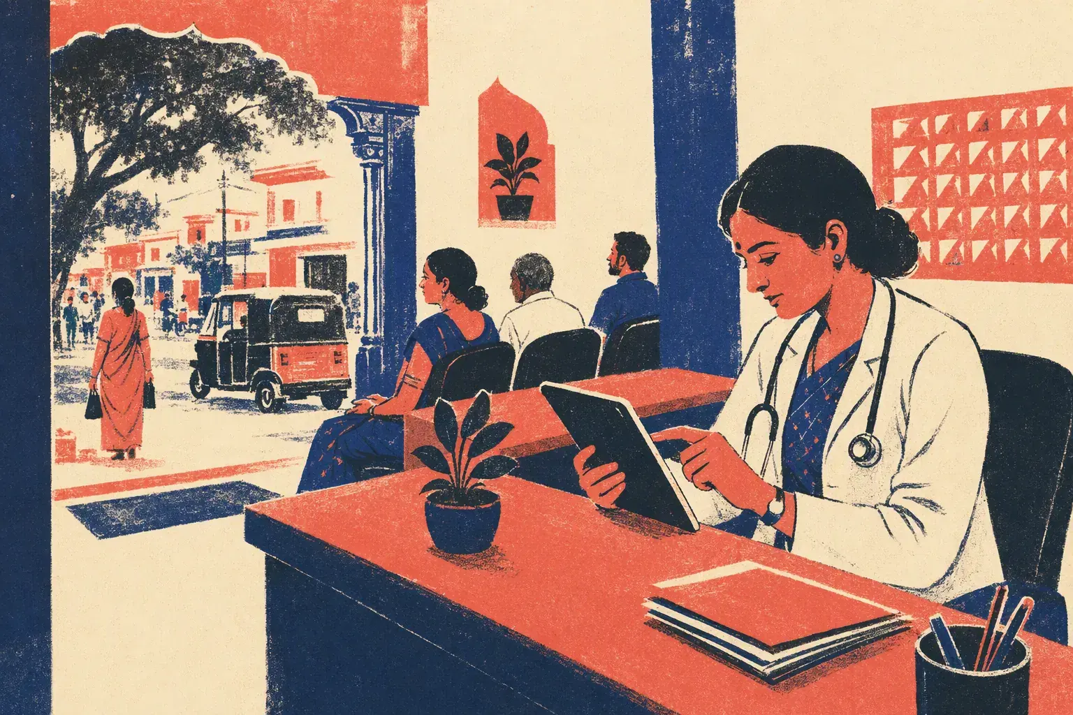 Doctor using phone for appointments
